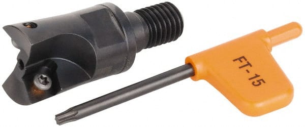 Kennametal - 16mm Cut Diam, 4.5mm Max Depth of Cut, 25mm OAL, Indexable Square Shoulder Helical End Mill - XD.. 0602.. Inserts, M8 Modular Connection, Series KMM - Exact Tooling