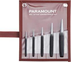 Paramount - 5 Piece, 3/32 to 1/4", Center Punch Set - Comes in Canvas Roll - Exact Tooling