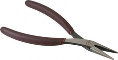 Paramount - 7-25/32" OAL, 1-9/16" Jaw Length x 17/32" Jaw Width, Long Nose Pliers - Serrated Jaw, Slim Line Head, Plastic Dipped Handles - Exact Tooling