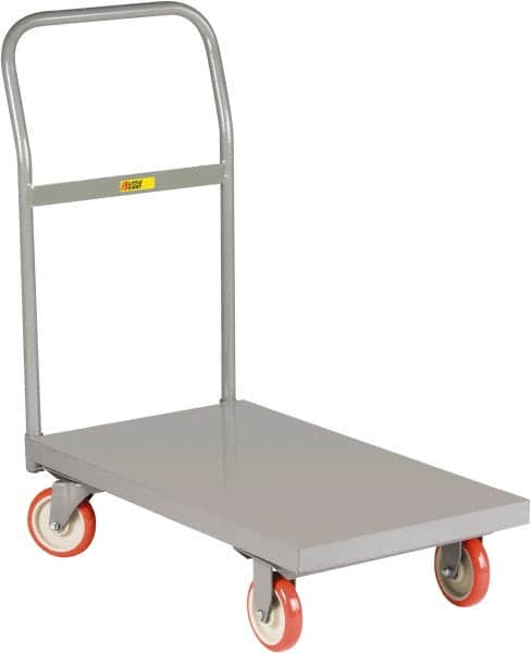 Little Giant - 1,200 Lb Capacity Steel Deck Platform Truck - Steel Deck, 18" OAW, 32" Platform Length, Polyurethane Casters - Exact Tooling