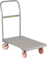 Little Giant - 1,200 Lb Capacity Steel Platform Truck - Steel Deck, 18" OAW, 32" Platform Length x 6-1/4" Platform Height, Polyurethane Casters - Exact Tooling