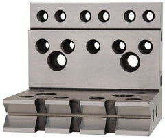 Suburban Tool - 4" Wide x 4" Deep x 4-1/2" High Steel Precision-Ground Angle Plate - V-Step Plate, Machined Holes on Surface, Open End, 1" Thick, Single Plate - Exact Tooling