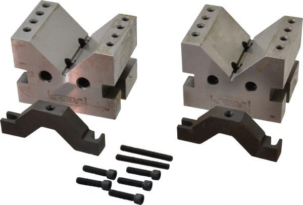 Suburban Tool - 2-7/8" Max Capacity, 90° Angle, Hardened Steel V-Block - 4" Long x 3" Wide x 3" High, Sold as Matched Pair - Exact Tooling
