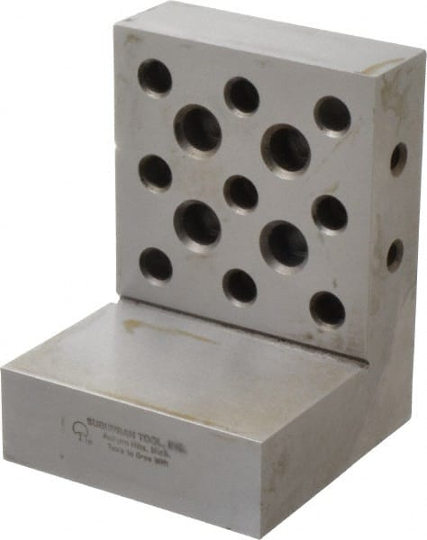 Suburban Tool - 3" Wide x 4" Deep x 3" High Steel Precision-Ground Angle Plate - Standard Plate, Machined Holes on Surface, Open End, 1" Thick, Single Plate - Exact Tooling