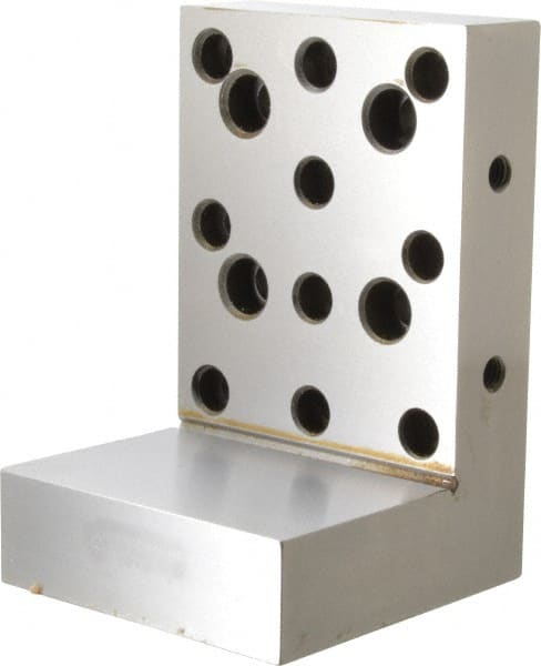 Suburban Tool - 4" Wide x 6" Deep x 4" High Steel Precision-Ground Angle Plate - Standard Plate, Machined Holes on Surface, Open End, 1-1/4" Thick, Single Plate - Exact Tooling