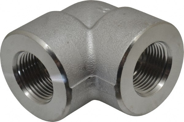 Merit Brass - 3/4" Grade 304/304L Stainless Steel Pipe 90° Elbow - FNPT x FNPT End Connections, 3,000 psi - Exact Tooling