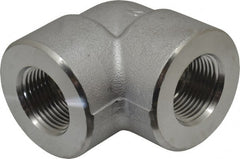 Merit Brass - 3/4" Grade 304/304L Stainless Steel Pipe 90° Elbow - FNPT x FNPT End Connections, 3,000 psi - Exact Tooling