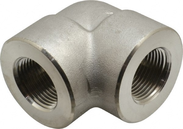 Merit Brass - 1" Grade 304/304L Stainless Steel Pipe 90° Elbow - FNPT x FNPT End Connections, 3,000 psi - Exact Tooling