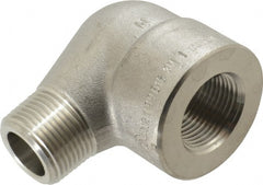 Merit Brass - 1" Grade 304/304L Stainless Steel Pipe 90° Street Elbow - FNPT x MNPT End Connections, 3,000 psi - Exact Tooling