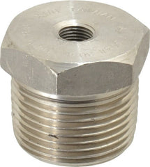 Merit Brass - 1 x 1/8" Grade 304/304L Stainless Steel Pipe Hex Bushing - MNPT x FNPT End Connections, 3,000 psi - Exact Tooling