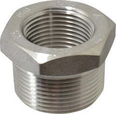 Merit Brass - 1-1/4 x 1" Grade 304/304L Stainless Steel Pipe Hex Bushing - MNPT x FNPT End Connections, 3,000 psi - Exact Tooling