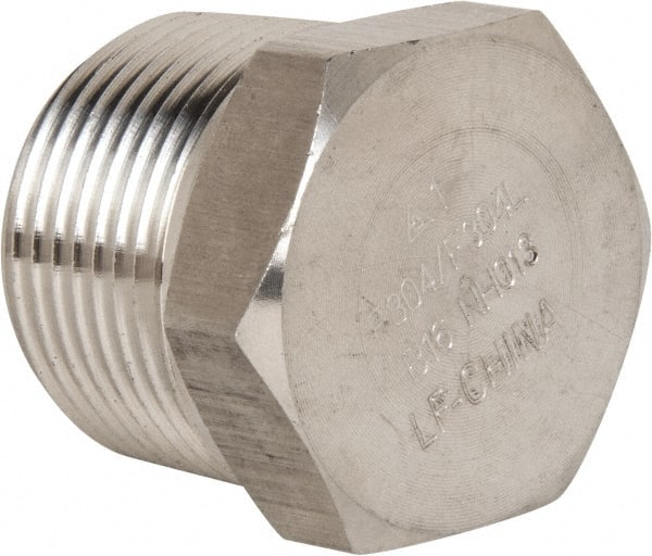 Value Collection - 1" Grade 304/304L Stainless Steel Pipe Hex Head Plug - MNPT End Connections, 3,000 psi - Exact Tooling