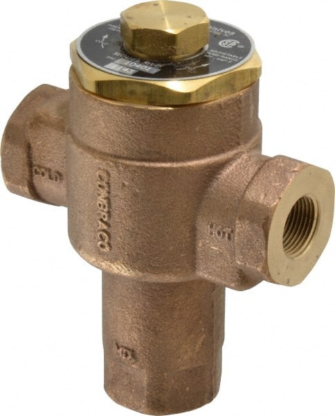 Conbraco - 3/4" Pipe, 150 Max psi, Bronze Water Mixing Valve & Unit - FNPT x FNPT End Connections - Exact Tooling