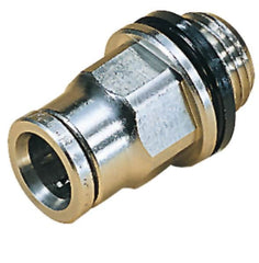 Norgren - 12mm Outside Diam, 1/2 BSPT, Nickel Plated Brass Push-to-Connect Tube Male Connector - 260 Max psi, Tube to Male BSPT Connection, Nitrile O-Ring - Exact Tooling