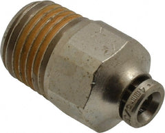 Norgren - 4mm Outside Diam, 1/4 BSPT, Nickel Plated Brass Push-to-Connect Tube Male Connector - 260 Max psi, Tube to Male BSPT Connection, Nitrile O-Ring - Exact Tooling