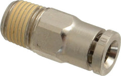 Norgren - 5mm Outside Diam, 1/8 BSPT, Nickel Plated Brass Push-to-Connect Tube Male Connector - 260 Max psi, Tube to Male BSPT Connection, Nitrile O-Ring - Exact Tooling