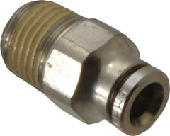 Norgren - 6mm Outside Diam, 1/4 BSPT, Nickel Plated Brass Push-to-Connect Tube Male Connector - 260 Max psi, Tube to Male BSPT Connection, Nitrile O-Ring - Exact Tooling