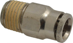 Norgren - 8mm Outside Diam, 1/4 BSPT, Nickel Plated Brass Push-to-Connect Tube Male Connector - 260 Max psi, Tube to Male BSPT Connection, Nitrile O-Ring - Exact Tooling