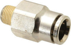 Norgren - 10mm Outside Diam, 1/8 BSPT, Nickel Plated Brass Push-to-Connect Tube Male Connector - 260 Max psi, Tube to Male BSPT Connection, Nitrile O-Ring - Exact Tooling