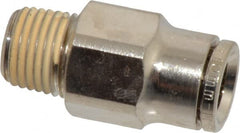Norgren - 10mm Outside Diam, 1/4 BSPT, Nickel Plated Brass Push-to-Connect Tube Male Connector - 260 Max psi, Tube to Male BSPT Connection, Nitrile O-Ring - Exact Tooling