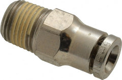 Norgren - 5mm Outside Diam, 1/8 NPTF, Nickel Plated Brass Push-to-Connect Tube Male Connector - 260 Max psi, Tube to Male NPT Connection, Nitrile O-Ring - Exact Tooling
