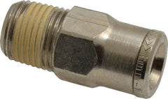 Norgren - 6mm Outside Diam, 1/8 NPTF, Nickel Plated Brass Push-to-Connect Tube Male Connector - 260 Max psi, Tube to Male NPT Connection, Nitrile O-Ring - Exact Tooling