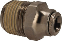 Norgren - 6mm Outside Diam, 3/8 NPTF, Nickel Plated Brass Push-to-Connect Tube Male Connector - 260 Max psi, Tube to Male NPT Connection, Nitrile O-Ring - Exact Tooling