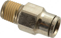 Norgren - 10mm Outside Diam, 1/4 NPTF, Nickel Plated Brass Push-to-Connect Tube Male Connector - 260 Max psi, Tube to Male NPT Connection, Nitrile O-Ring - Exact Tooling