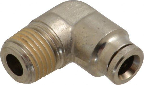 Norgren - 6mm Outside Diam, 1/4 BSPT, Nickel Plated Brass Push-to-Connect Tube Male Elbow - 260 Max psi, Tube to Male BSPT Connection, Nitrile O-Ring - Exact Tooling