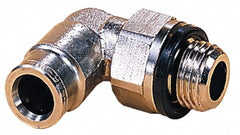 Norgren - 5mm Outside Diam, M5x0.8 Metric, Nickel Plated Brass Push-to-Connect Tube Male Swivel Elbow - 260 Max psi, Tube to Metric Thread Connection, Nitrile O-Ring - Exact Tooling