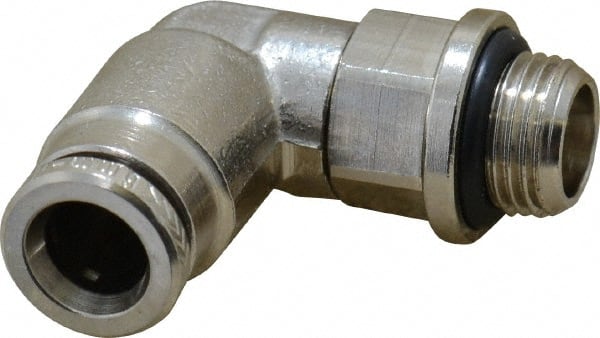 Norgren - 6mm Outside Diam, 1/8 BSPP, Nickel Plated Brass Push-to-Connect Tube Male Swivel Elbow - 260 Max psi, Tube to Male BSPP Connection, Nitrile O-Ring - Exact Tooling