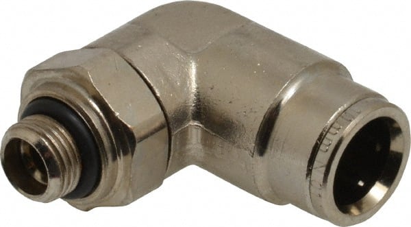 Norgren - 10mm Outside Diam, 1/8 BSPP, Nickel Plated Brass Push-to-Connect Tube Male Swivel Elbow - 260 Max psi, Tube to Male BSPP Connection, Nitrile O-Ring - Exact Tooling
