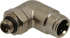 Norgren - 10mm Outside Diam, 1/8 BSPP, Nickel Plated Brass Push-to-Connect Tube Male Swivel Elbow - 260 Max psi, Tube to Male BSPP Connection, Nitrile O-Ring - Exact Tooling