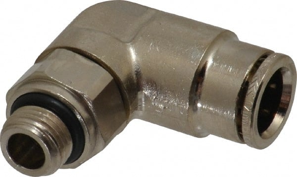 Norgren - 12mm Outside Diam, 1/4 BSPP, Nickel Plated Brass Push-to-Connect Tube Male Swivel Elbow - 260 Max psi, Tube to Male BSPP Connection, Nitrile O-Ring - Exact Tooling