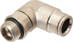 Norgren - 12mm Outside Diam, 3/8 BSPP, Nickel Plated Brass Push-to-Connect Tube Male Swivel Elbow - 260 Max psi, Tube to Male BSPP Connection, Nitrile O-Ring - Exact Tooling