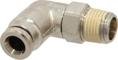 Norgren - 5mm Outside Diam, 1/8 BSPT, Nickel Plated Brass Push-to-Connect Tube Male Swivel Elbow - 260 Max psi, Tube to Male BSPT Connection, Nitrile O-Ring - Exact Tooling