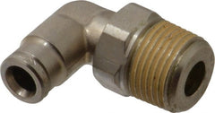 Norgren - 6mm Outside Diam, 3/8 BSPT, Nickel Plated Brass Push-to-Connect Tube Male Swivel Elbow - 260 Max psi, Tube to Male BSPT Connection, Nitrile O-Ring - Exact Tooling