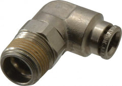 Norgren - 8mm Outside Diam, 3/8 BSPT, Nickel Plated Brass Push-to-Connect Tube Male Swivel Elbow - 260 Max psi, Tube to Male BSPT Connection, Nitrile O-Ring - Exact Tooling