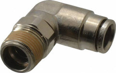 Norgren - 10mm Outside Diam, 3/8 BSPT, Nickel Plated Brass Push-to-Connect Tube Male Swivel Elbow - 260 Max psi, Tube to Male BSPT Connection, Nitrile O-Ring - Exact Tooling