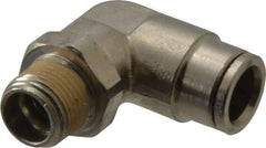 Norgren - 12mm Outside Diam, 3/8 BSPT, Nickel Plated Brass Push-to-Connect Tube Male Swivel Elbow - 260 Max psi, Tube to Male BSPT Connection, Nitrile O-Ring - Exact Tooling