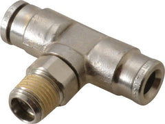 Norgren - 6mm Outside Diam, 1/8 BSPT, Nickel Plated Brass Push-to-Connect Tube Male Swivel Branch Tee - 260 Max psi, Tube to Male BSPT Connection, Nitrile O-Ring - Exact Tooling
