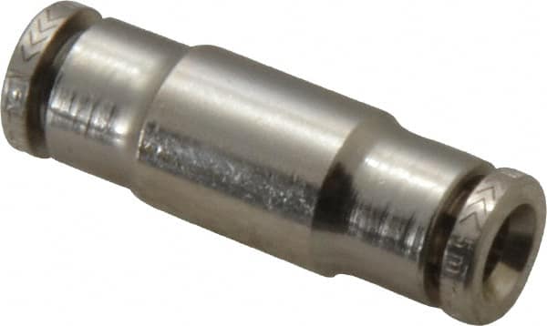 Norgren - 5mm Outside Diam, Nickel Plated Brass Push-to-Connect Tube Union - 260 Max psi, Tube to Tube Connection, Nitrile O-Ring - Exact Tooling