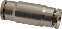 Norgren - 8mm Outside Diam, Nickel Plated Brass Push-to-Connect Tube Union - 260 Max psi, Tube to Tube Connection, Nitrile O-Ring - Exact Tooling