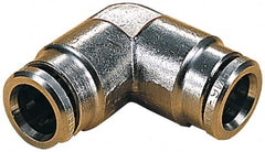 Norgren - 12mm Outside Diam, Nickel Plated Brass Push-to-Connect Tube Union Elbow - 260 Max psi, Tube to Tube Connection, Nitrile O-Ring - Exact Tooling