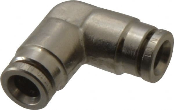 Norgren - 6mm Outside Diam, Nickel Plated Brass Push-to-Connect Tube Union Elbow - 260 Max psi, Tube to Tube Connection, Nitrile O-Ring - Exact Tooling
