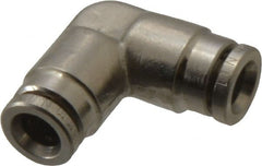 Norgren - 6mm Outside Diam, Nickel Plated Brass Push-to-Connect Tube Union Elbow - 260 Max psi, Tube to Tube Connection, Nitrile O-Ring - Exact Tooling