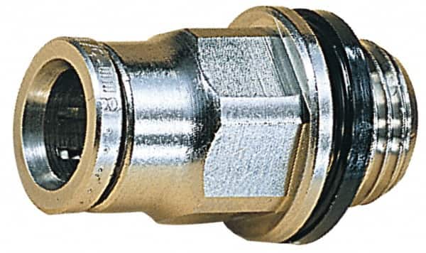 Norgren - 5mm Outside Diam, M5x0.8 Metric, Nickel Plated Brass Push-to-Connect Tube Male Connector - 260 Max psi, Tube to Metric Thread Connection, Nitrile O-Ring - Exact Tooling