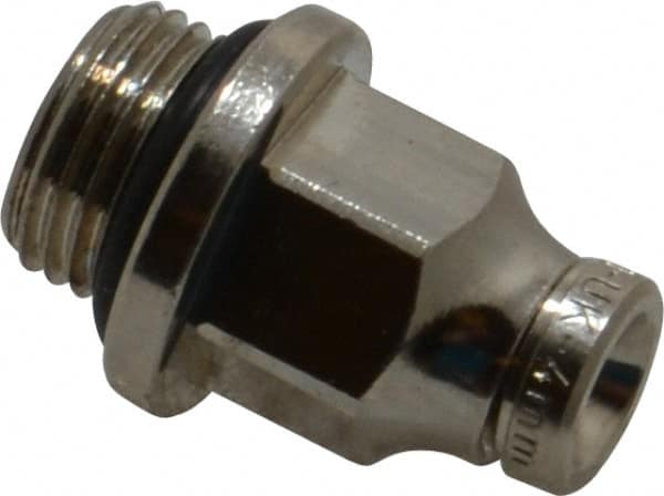 Norgren - 4mm Outside Diam, 1/8 BSPP, Nickel Plated Brass Push-to-Connect Tube Male Connector - 260 Max psi, Tube to Male BSPP Connection, Nitrile O-Ring - Exact Tooling