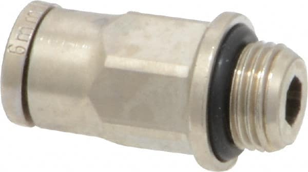 Norgren - 6mm Outside Diam, 1/8 BSPP, Nickel Plated Brass Push-to-Connect Tube Male Connector - 260 Max psi, Tube to Male BSPP Connection, Nitrile O-Ring - Exact Tooling