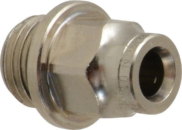 Norgren - 6mm Outside Diam, 1/4 BSPP, Nickel Plated Brass Push-to-Connect Tube Male Connector - 260 Max psi, Tube to Male BSPP Connection, Nitrile O-Ring - Exact Tooling